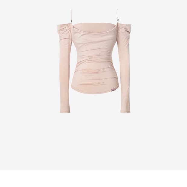 뉴얼린 Eve Draping Off-Shoulder Blouse pink