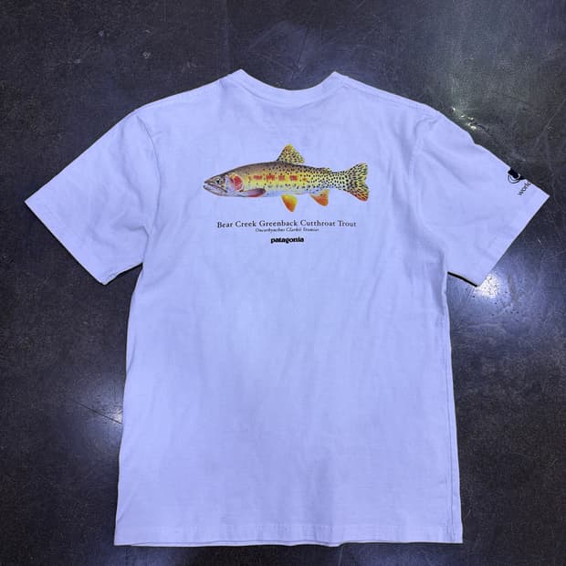 파타고니아 화이트 피쉬 로고 티셔츠 S