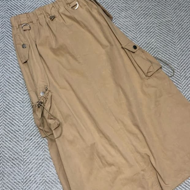 빈티지 베이지 카고 롱 스커트