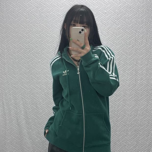 아디다스 올드스쿨 레트로 딥그린 기모 후드집업 95 C09147