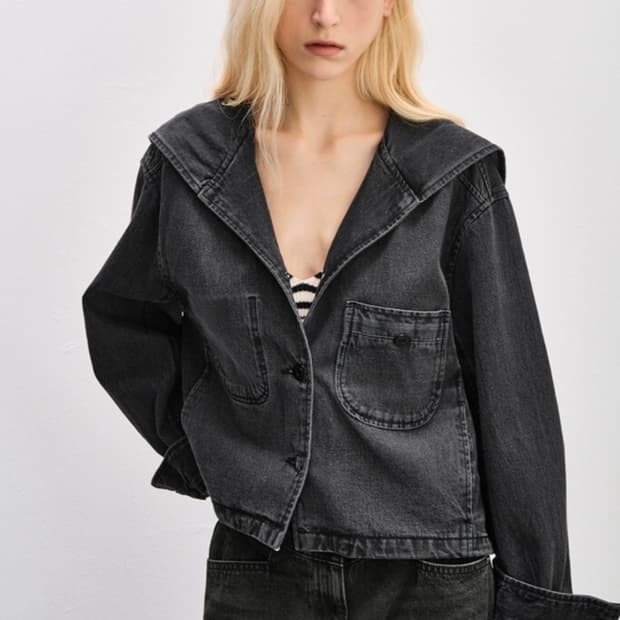 (한섬) SYSTEM 시스템 세일러 카라 데님 자켓 55