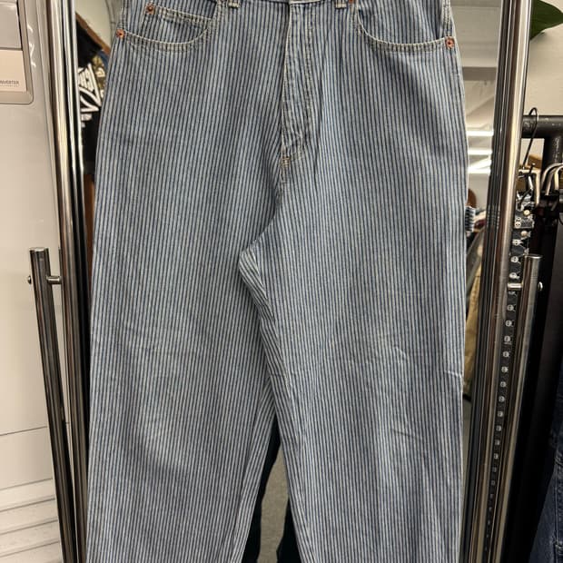 japanese vintage green wood 스트라이프 워크팬츠