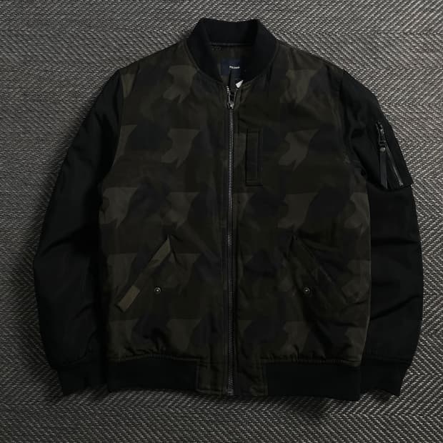 폴햄 퀄팅 누빔 카모 블루종 자켓o 4153