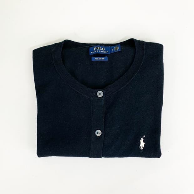 폴로 랄프로렌 블랙 화이트포니 라운드 가디건