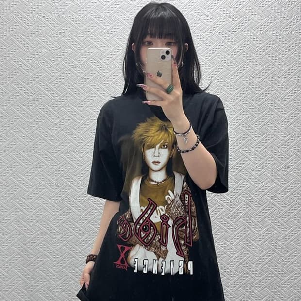 X Japan 빈티지 스트릿 락펑크 밴드 히데 반팔티 105 C11894