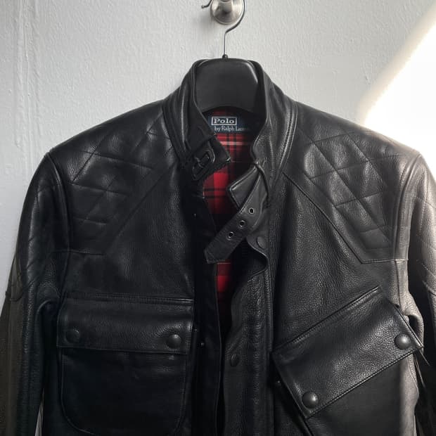 폴로 랄프로렌 4포켓 벨티드 바이커 레더 자켓