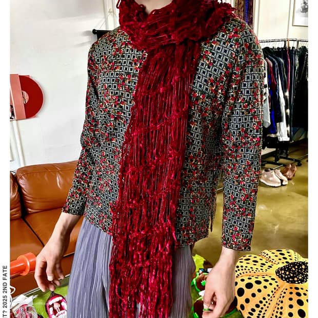 JPN Vintage Velour Mesh Fringe Muffler