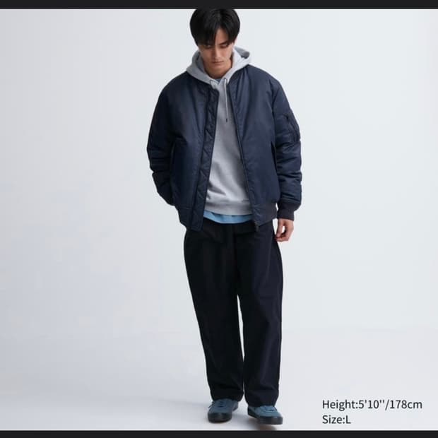 유니클로 MA-1 블루종 블랙 색상 XL