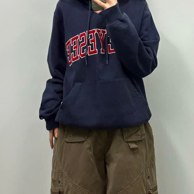 예스아이씨 스펠아웃 네이비 후드티