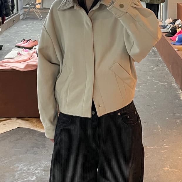 메종 미네드 아이보리 블루종 자켓 H1814