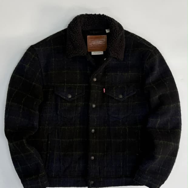 [M] 리바이스 타탄체크 울 쉐르파 트러커 자켓