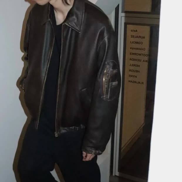 24ss leather zip blouson