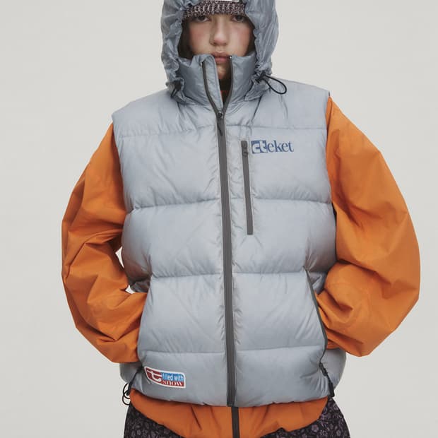 테켓 스노우볼 다운 베스트 패딩조끼 그레이