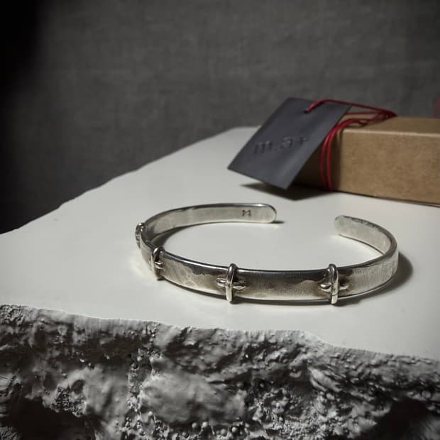 M.A+ Sterling Silver Bar Cuff Bracelet  