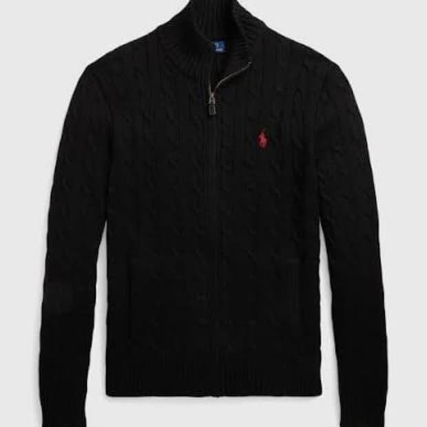 폴로 꽈배기 풀집업 니트 M