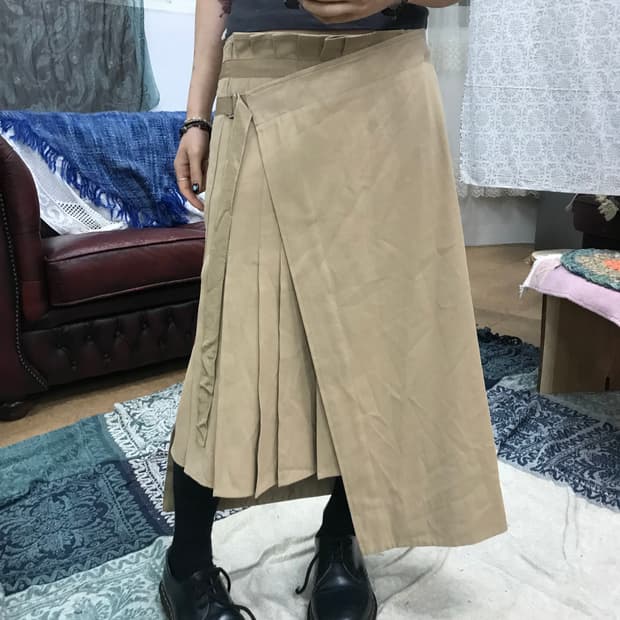 JJRO 빈티지 여성 코튼 랩스커트