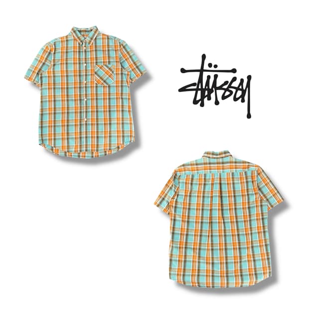  90s stussy 체크 하프셔츠 y12399