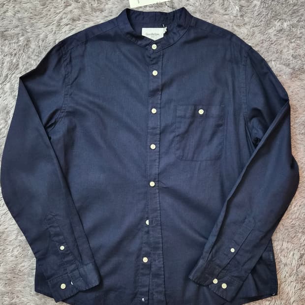 [XL-105]USA 굿펠로우 린넨 차이나카라 셔츠 네이비