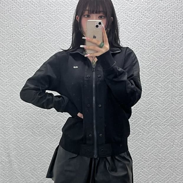 55DSL 빈티지 스트릿 락시크 올블랙 슬림핏 져지 자켓 C11175