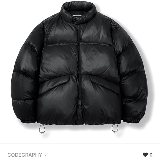 코드그라피 덕다운 푸파 숏패딩 블랙 xl 새상품