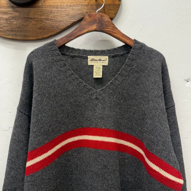L) Eddie Bauer Wool V-Neck Sweater