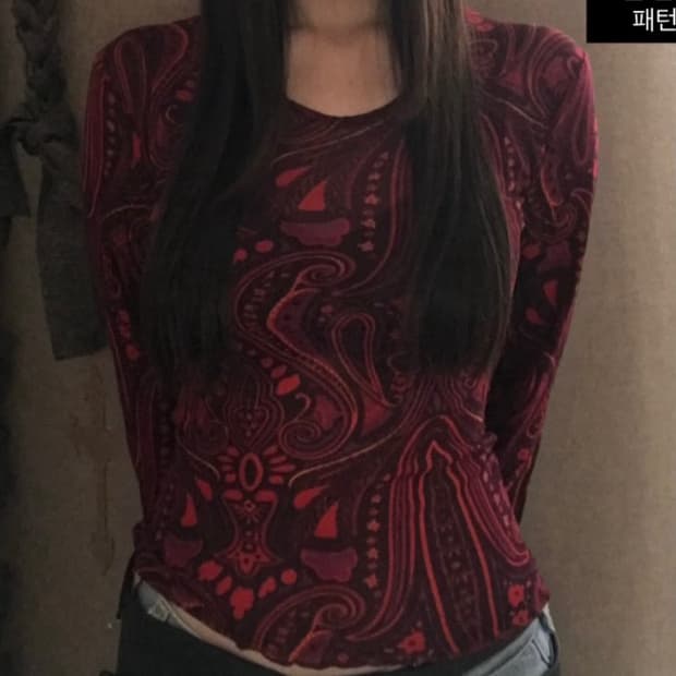 나우시카 레드 슬림핏 메쉬탑