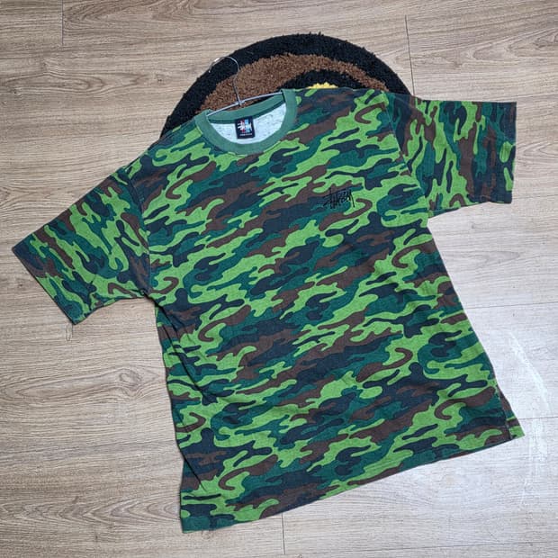 Stussy 빈티지 카모플라쥬 티셔츠 90's Made in usa