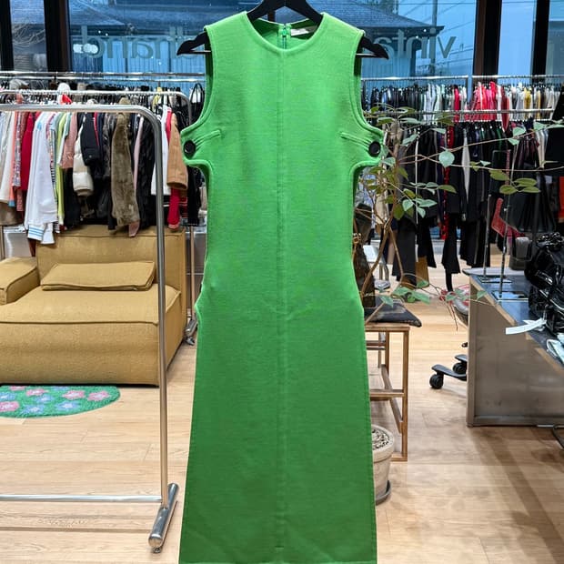 셀린느 그린 사이드 컷 아웃 원피스