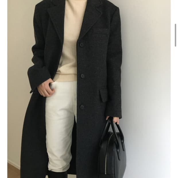 모어레브 울 80퍼 바인드 싱글 코트-블랙