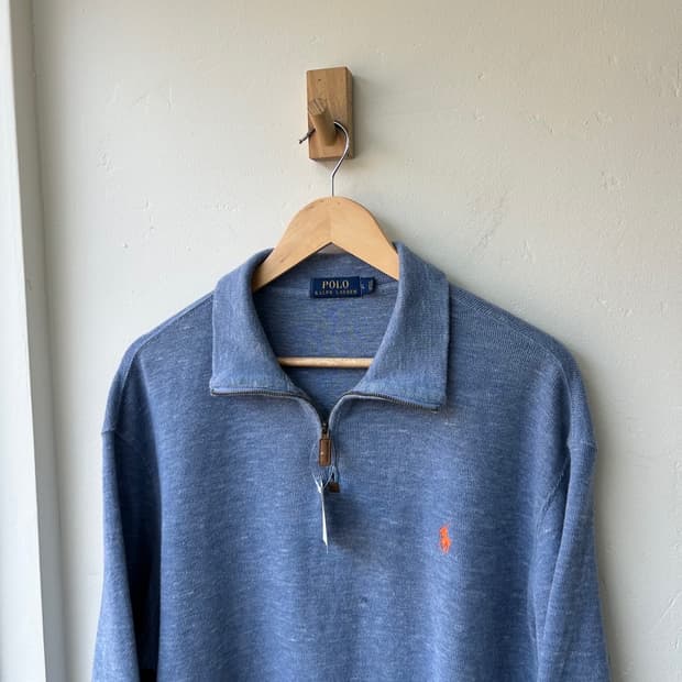16815 - 폴로 랄프로렌 스카이블루 반집업 니트