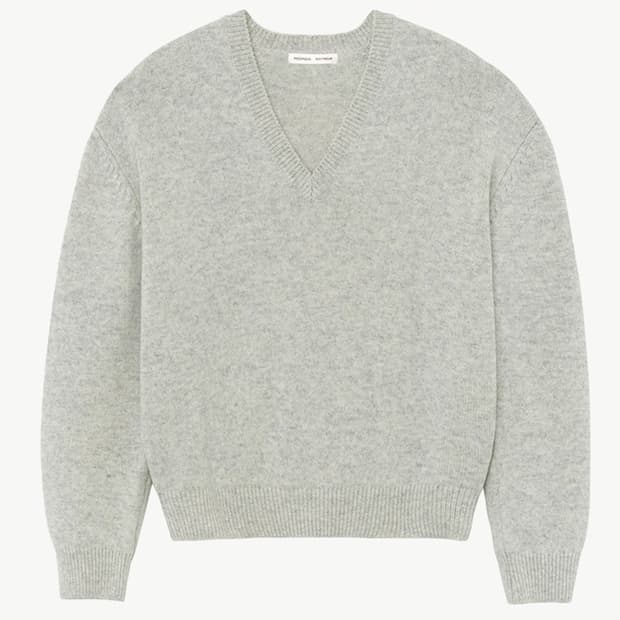 문달 24 Deep V-neck Knit 니트 멜란지 그레이 M