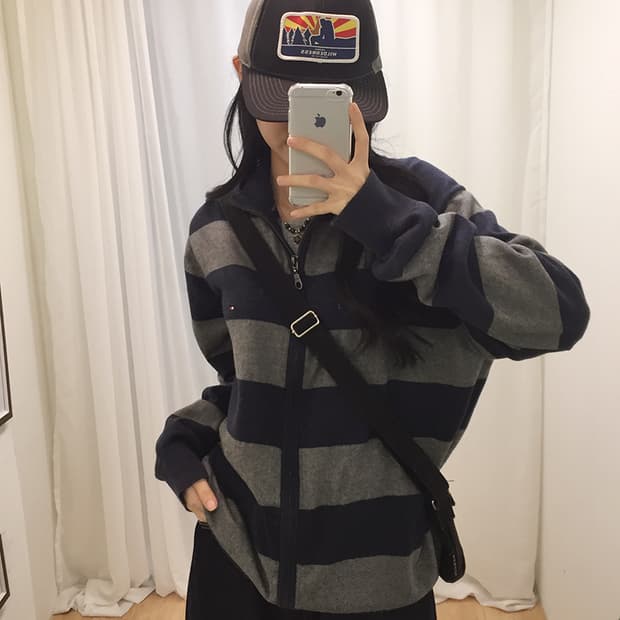 Women TommyHilfiger Knit Hood Zip-up 100