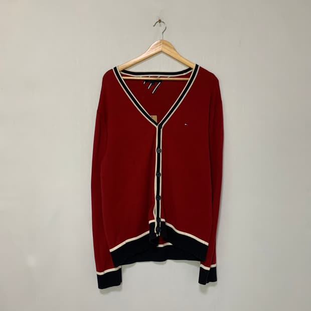 타미힐피거 버건디 가디건 XL 빈티지 남녀공용