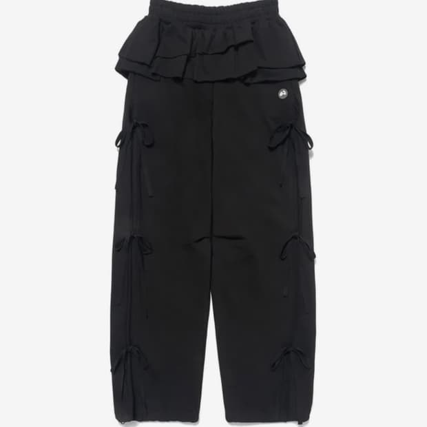 허그유어스킨 프릴 스커트 조거팬츠 블랙