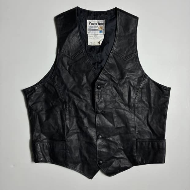 Pioneer Wear 00's USA 가죽 웨스턴 베스트 R2554