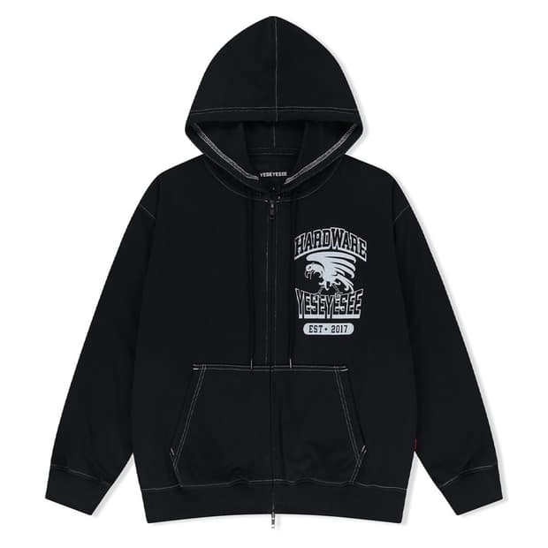 예스아이씨 Single Stitch Hoodie 블랙 후드 집업 XL