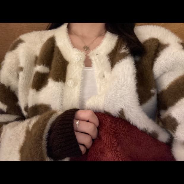 스컬프터 카우패턴 가디건