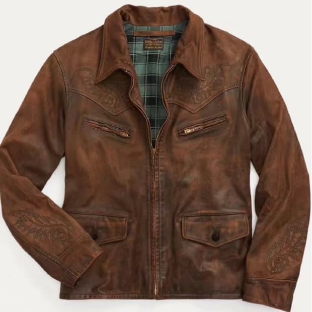 RRL 웨스턴 엠브로이디드 레더 자켓 m