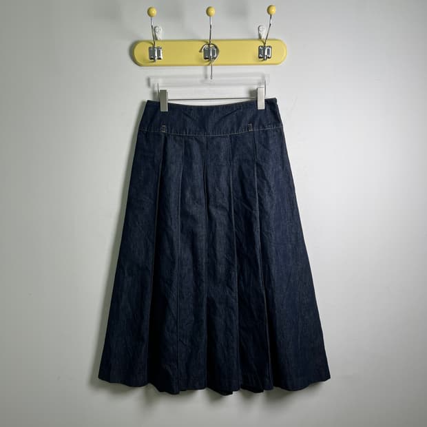 마시모두띠 플리츠 데님 롱 스커트 M