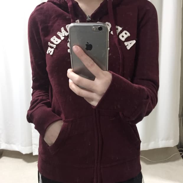 아베크롬비 버건디 후드집업