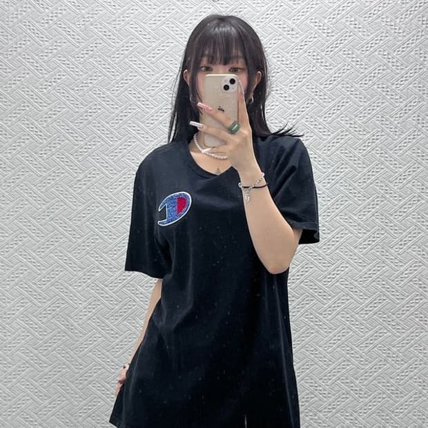 챔피온 빈티지 레트로 캐주얼 부클 자수패치 반팔티 XL C13265