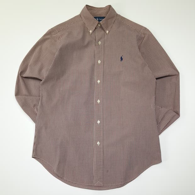 CL856 S 폴로 90s 홍콩판 레드그린 마이크로체크 셔츠 남방