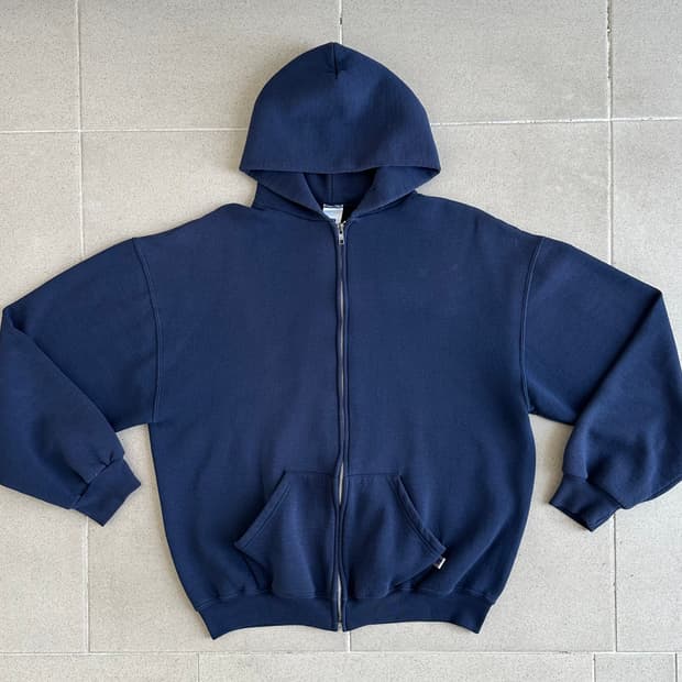 00s 빈티지 러셀 후드집업 네이비 L