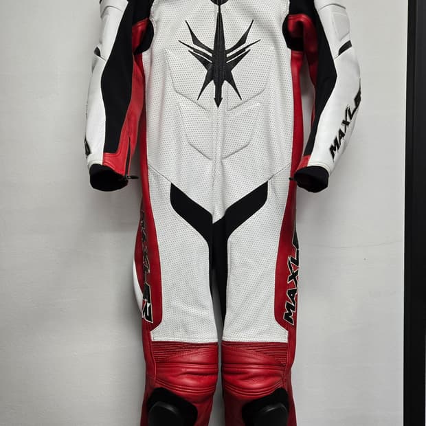 맥슬러 MAXLER 레이싱 가죽 슈트 블랙/화이트/레드 2XL