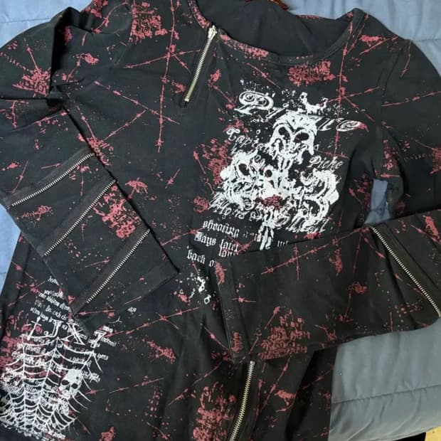 가격제안) 바디라인 해골 펑크 롱슬리브