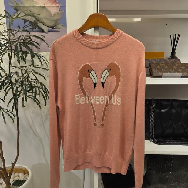 앤더슨벨 핑크 플라밍고 니트 티