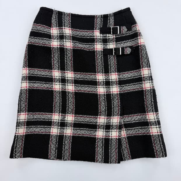 꾸레쥬 울 체크스커트