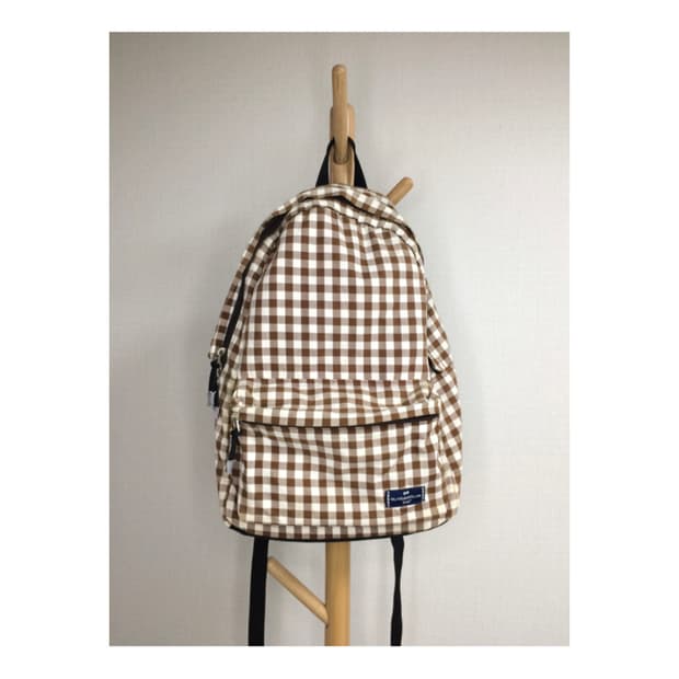 빈티지 브라운 체크 모리걸 백팩