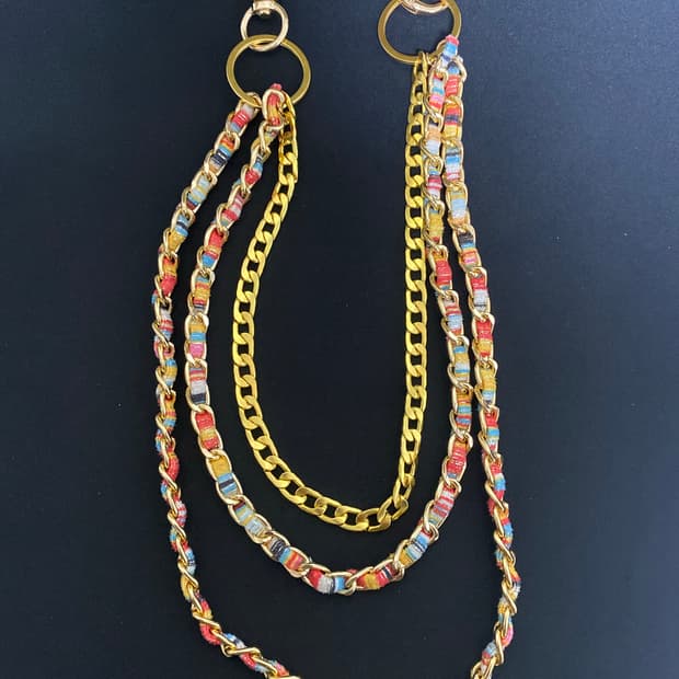 빈티지 멀티컬러 트리플 팬츠 체인
