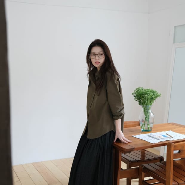 더버터크림 Denim pintuck banding skirt